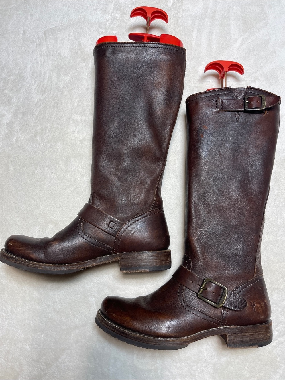 Frye Veronica Slouch Dark Brown Mid-Calf Leather Boots Size 7.5